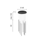 Lysekrone med 8 LED-lys i guldmalet metal og justerbare kabler - Orange Viadurini
