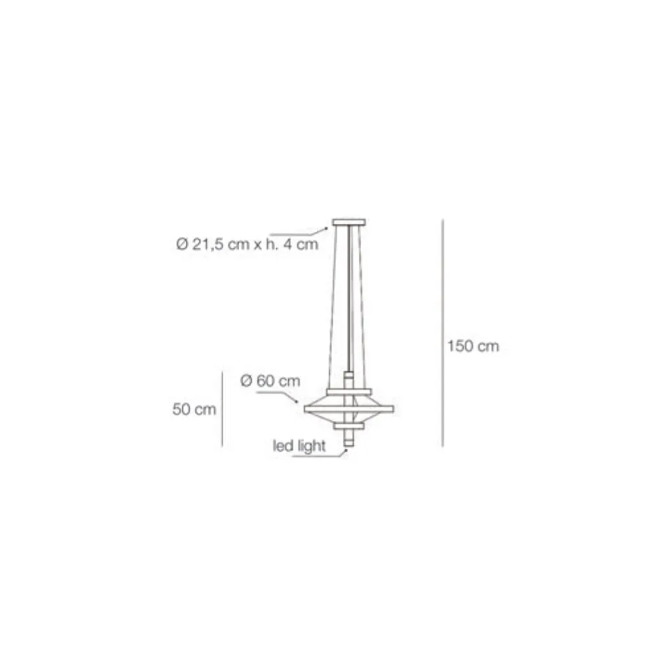 Lysekrone med glashus og 3 aluminiumscirkler - Clara Viadurini