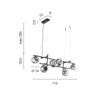Lysekrone med LED i guldmalet metal og blæst glas - Ailanto Viadurini