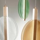Lysekrone med LED i malet metal og tekstureret glas - Baobab Viadurini
