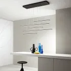 Lysekrone med vandrette LED-lys i metal og justerbare kabler - Orange Viadurini