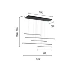 Lysekrone med vandrette LED-lys i metal og justerbare kabler - Orange Viadurini