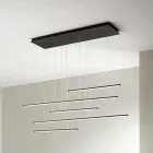 Lysekrone med vandrette LED-lys i metal og justerbare kabler - Orange Viadurini