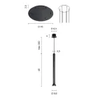 Lysekrone med sortmalet metalramme og justerbare kabler - Birch Viadurini