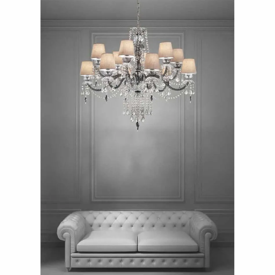 Artisan Venetian Glass 12 Lights Lysekrone, Lavet i Italien - Milagros Viadurini