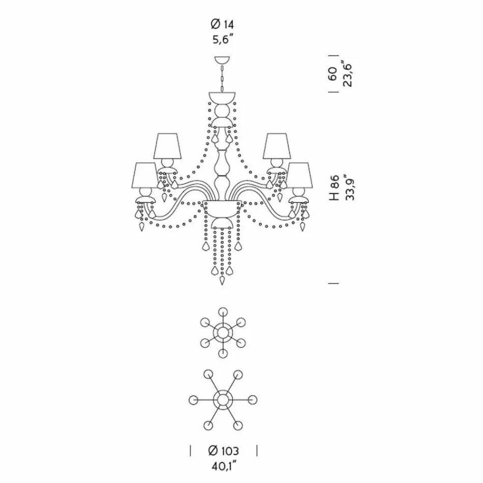 Artisan Venetian Glass 12 Lights Lysekrone, Lavet i Italien - Milagros Viadurini