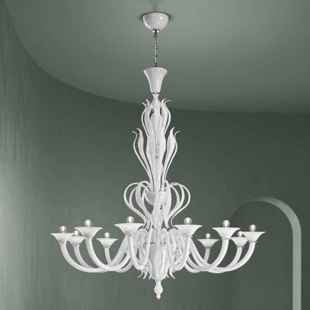 12 lys Venedig glas lysekrone håndlavet i Italien - Agustina Viadurini