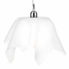 Lysekrone hvid satin draperinger design med Daphne fremstillet i Italien Viadurini