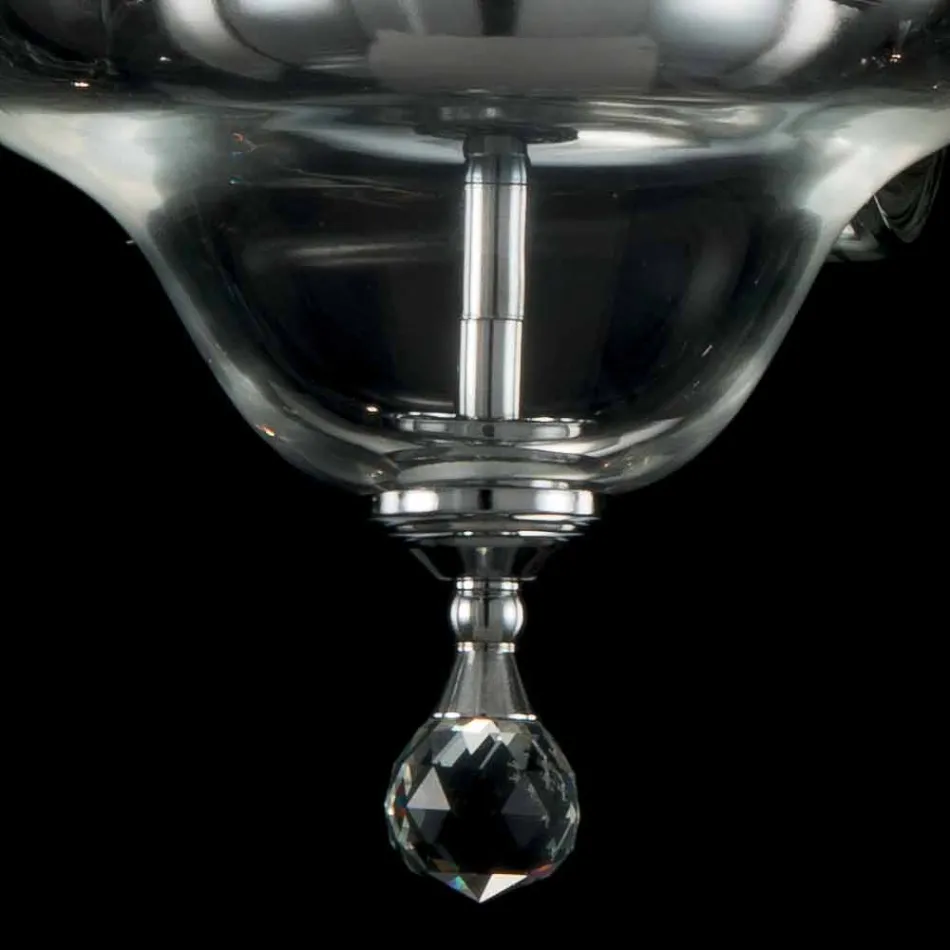 design lysekrone 6 lys glas og cristallo Ivy, lavet i Italien Viadurini