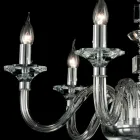 design lysekrone 6 lys glas og cristallo Ivy, lavet i Italien Viadurini