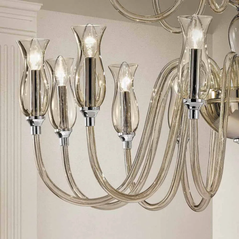 Håndlavet lysekrone med 18 lys i Venedig Glas fremstillet i Italien - Vittoria Viadurini