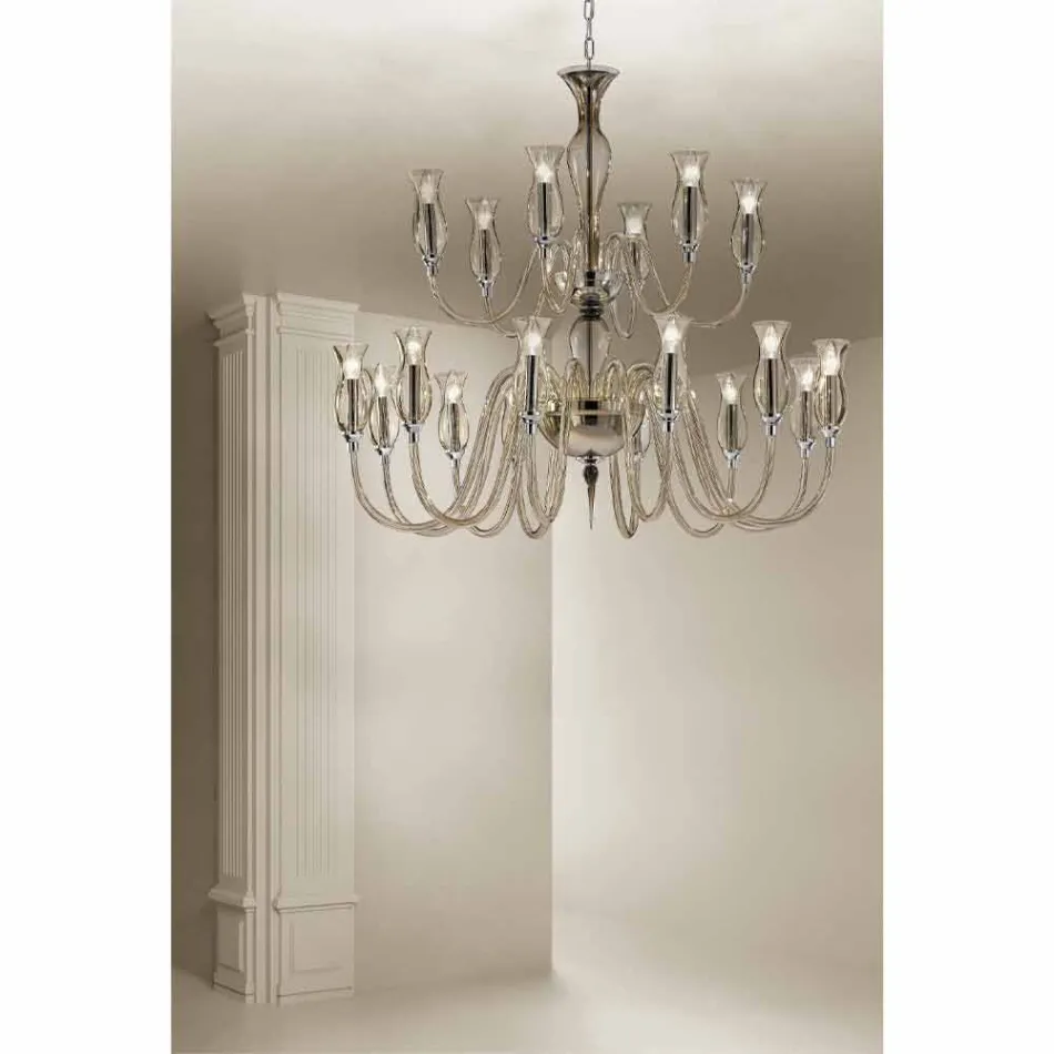 Håndlavet lysekrone med 18 lys i Venedig Glas fremstillet i Italien - Vittoria Viadurini