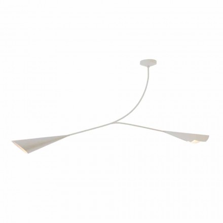 Håndlavet lysekrone i hvidmalet stål fremstillet i Italien - Elica Viadurini