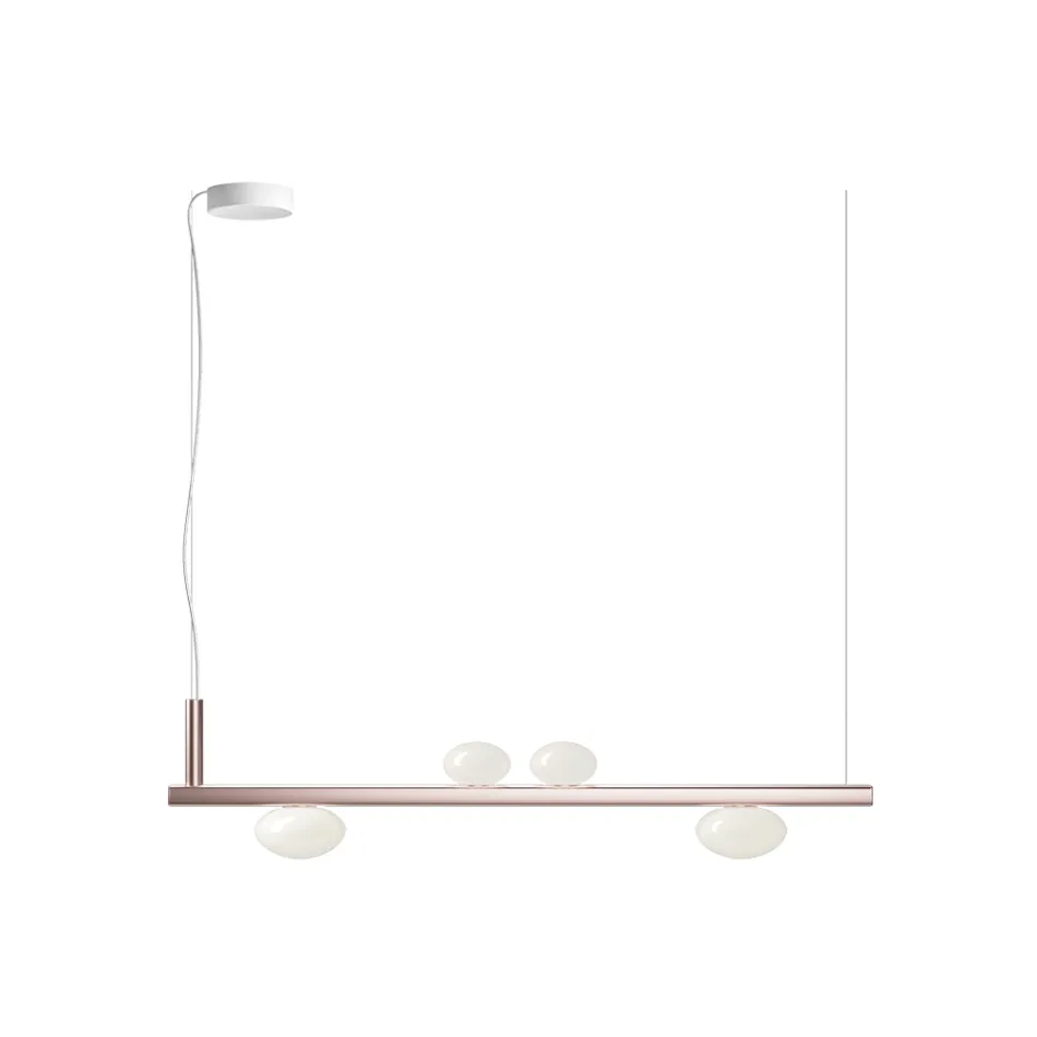 Aluminiumslysekrone med hvidt mundblæst glas - Alma Viadurini