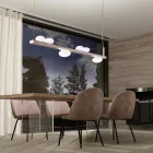 Aluminiumslysekrone med hvidt mundblæst glas - Alma Viadurini