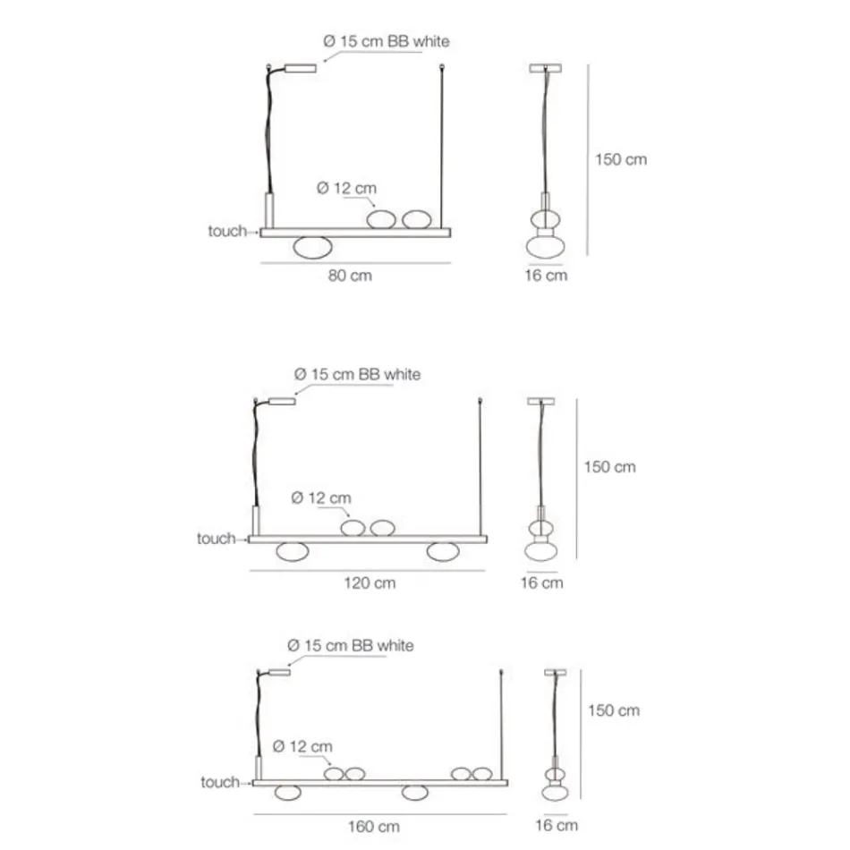 Aluminiumslysekrone med hvidt mundblæst glas - Alma Viadurini