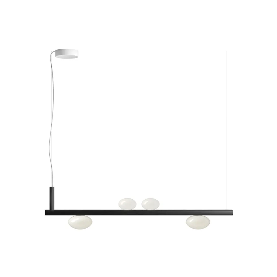 Aluminiumslysekrone med hvidt mundblæst glas - Alma Viadurini