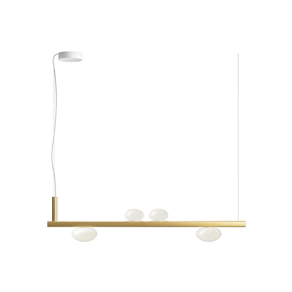 Aluminiumslysekrone med hvidt mundblæst glas - Alma Viadurini