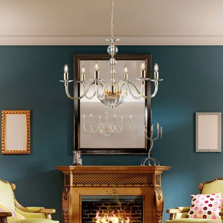 Italiensk lysekrone i glas og rhinsten til indretning - Madrid Viadurini