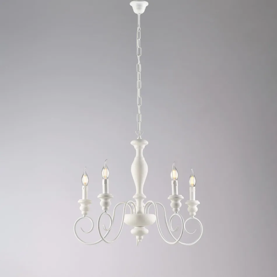 Italienskproduceret lysekrone i træ og lakeret jern til indretning - Toscana Viadurini