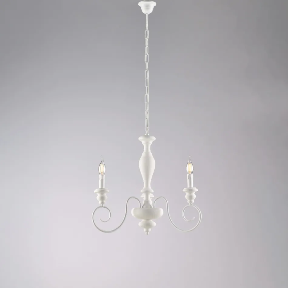 Italienskproduceret lysekrone i træ og lakeret jern til indretning - Toscana Viadurini