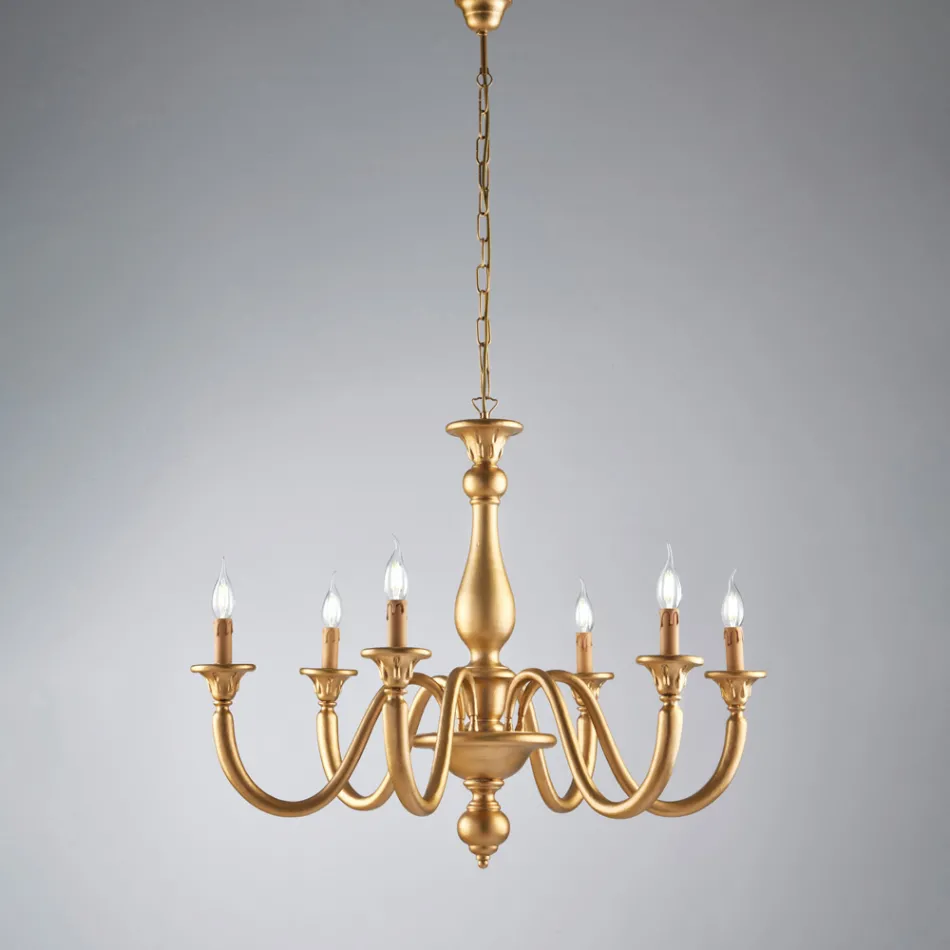 Lavet i Italien Trælysekrone til indretning - Siena Viadurini