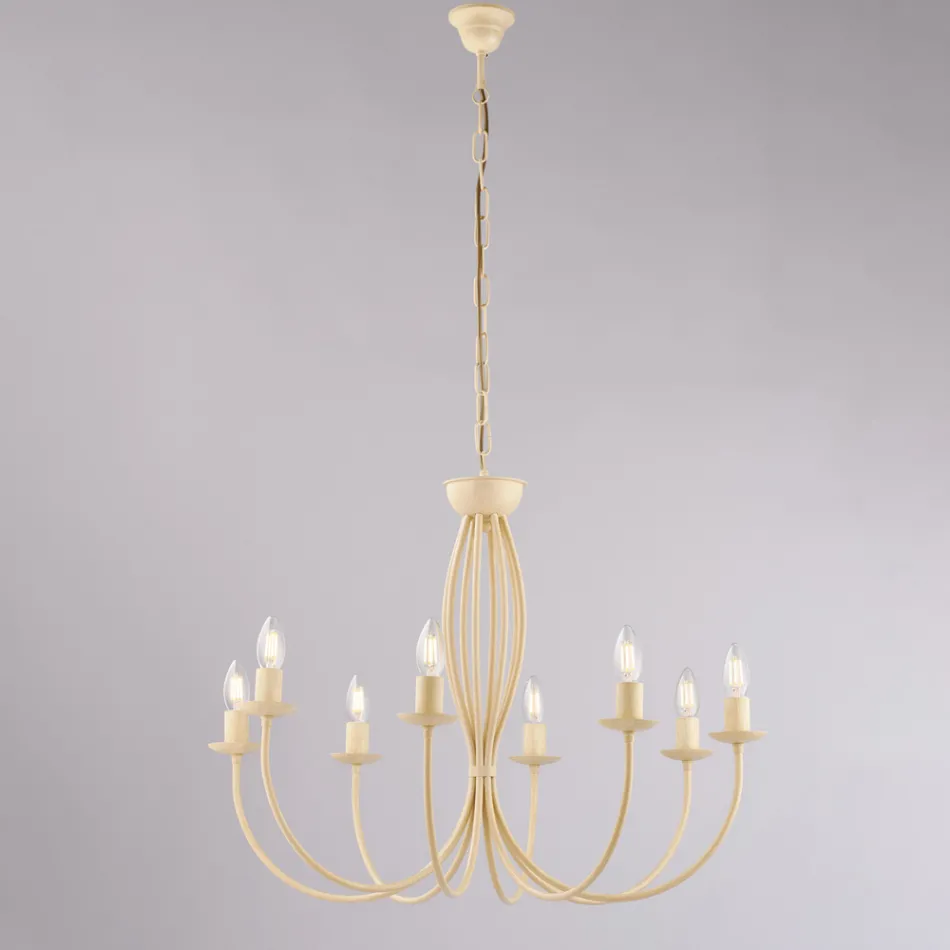 Hvid metallysekrone til oplysning af raffinerede rum – Roccia Viadurini