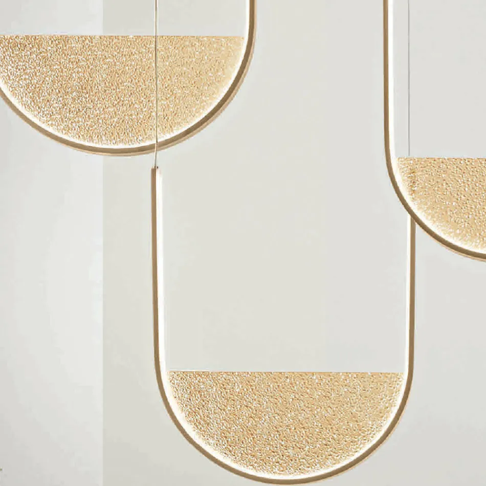 Metallysekrone med aftagelig indsats i granuleret glas - Catalpa Viadurini