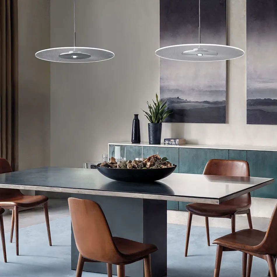 Metallysekrone med mikroprikket plexiglasdiffuser - Nora Viadurini