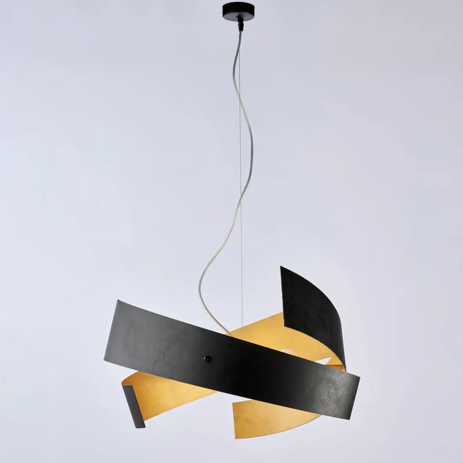 Asteroide: En lysekrone i sort metal og glas til moderne rum. Viadurini