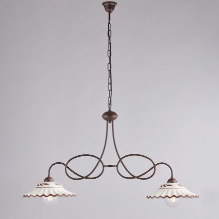 Hvid keramisk metallysekrone med 2 lys til indendørs brug - Polaris Viadurini