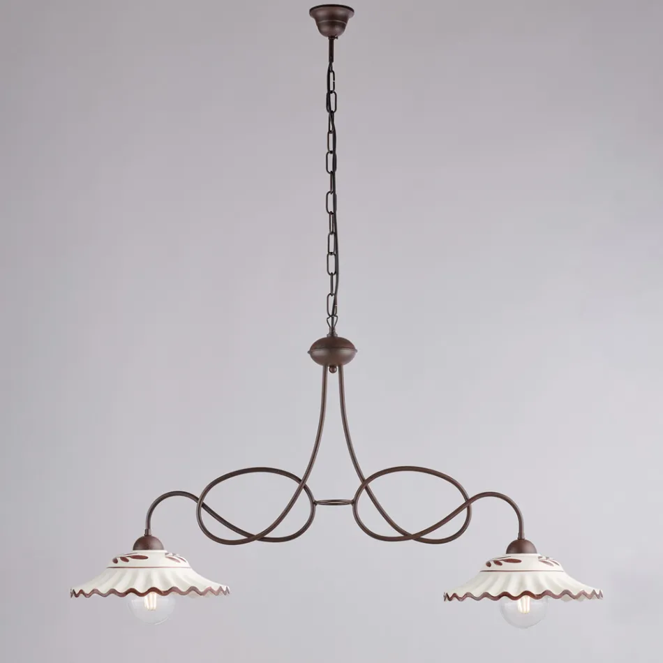 Hvid keramisk metallysekrone med 2 lys til indendørs brug - Polaris Viadurini