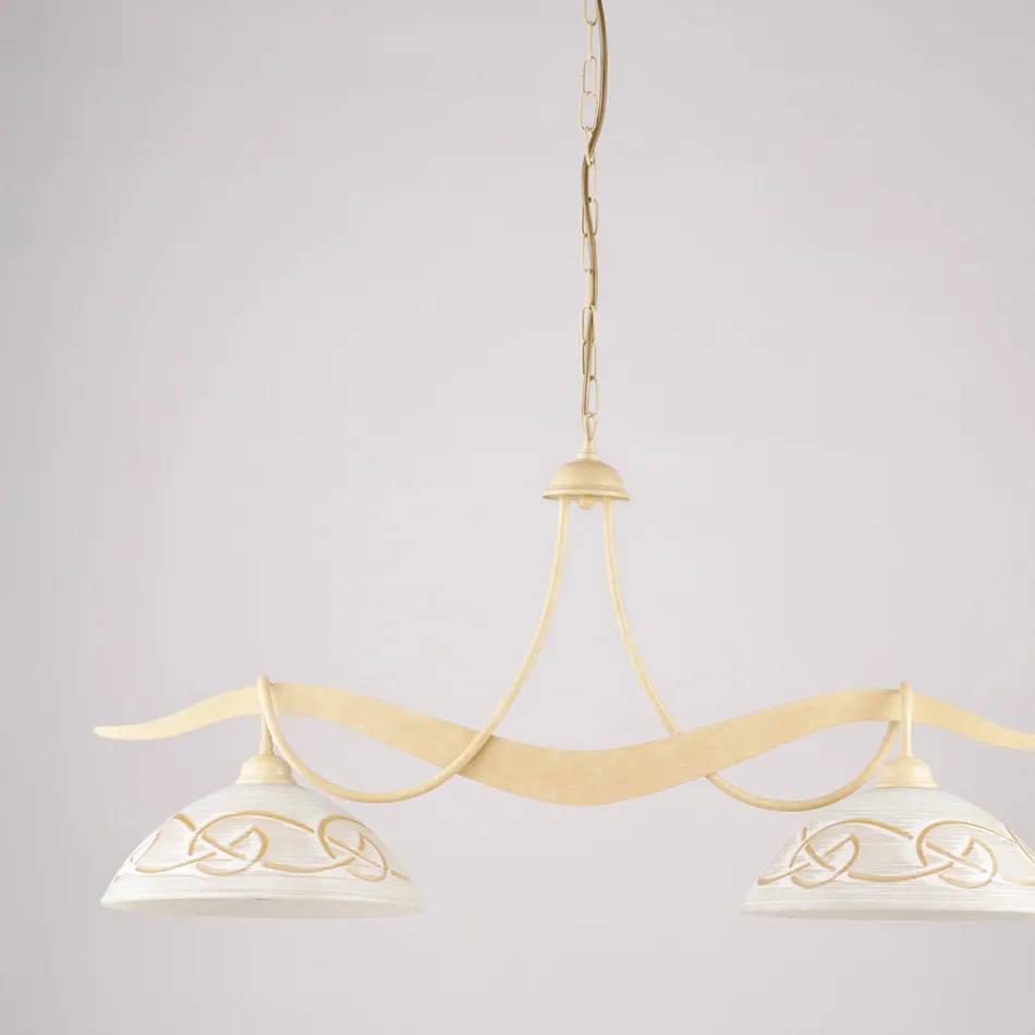 2-lyskrone i glas og metal til indendørs belysning - Musca Viadurini