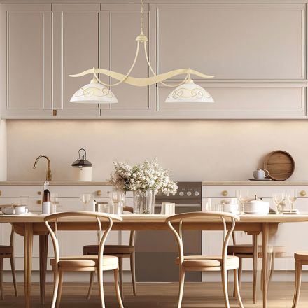 2-lyskrone i glas og metal til indendørs belysning - Musca Viadurini