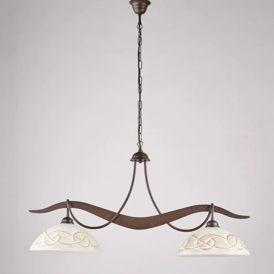 2-lyskrone i glas og metal til indendørs belysning - Musca Viadurini