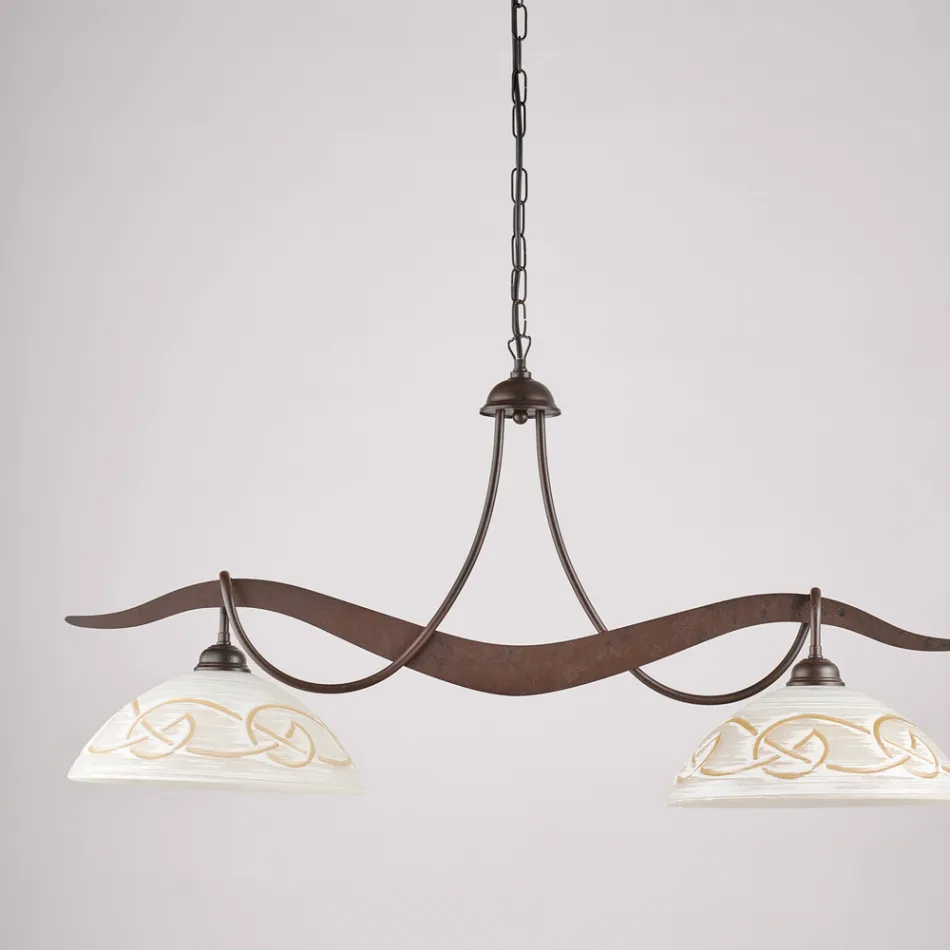 2-lyskrone i glas og metal til indendørs belysning - Musca Viadurini