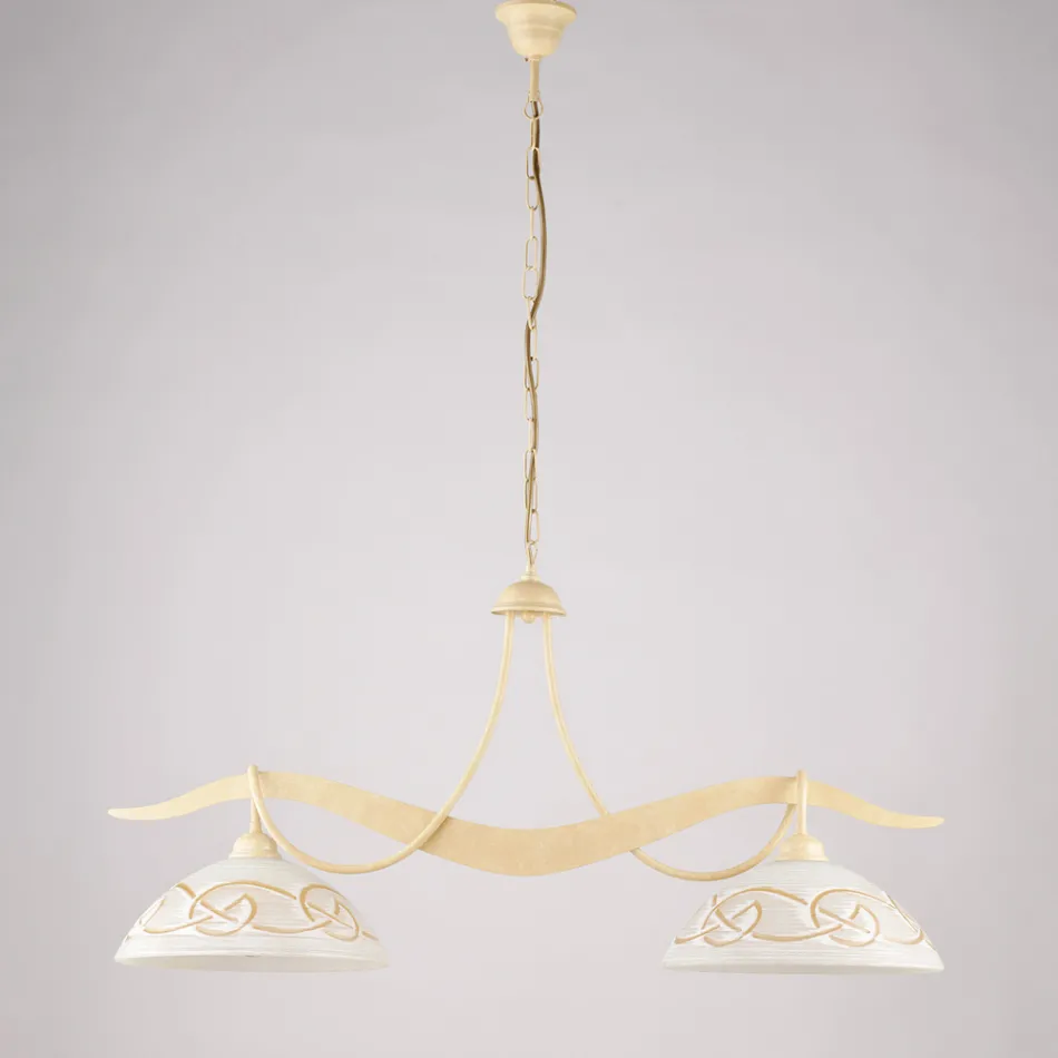 2-lyskrone i glas og metal til indendørs belysning - Musca Viadurini