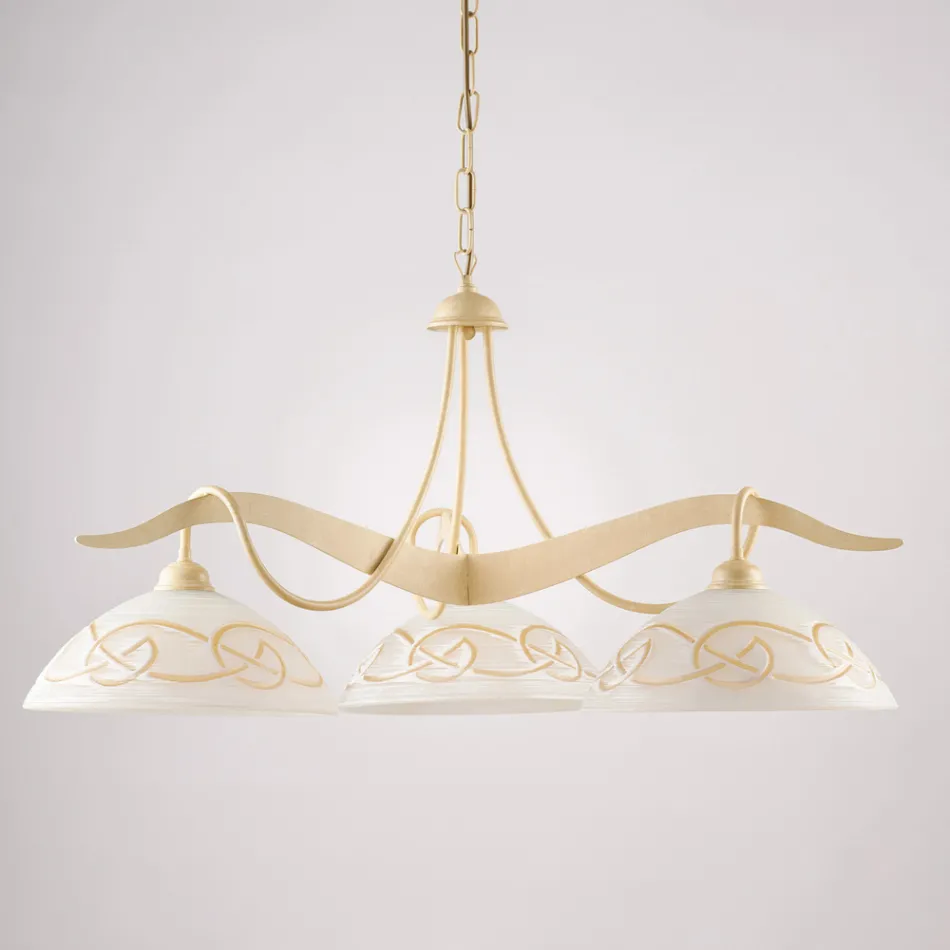 3-lyskrone i glas og metal til indendørs belysning - Musca Viadurini