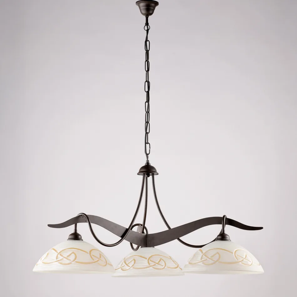 3-lyskrone i glas og metal til indendørs belysning - Musca Viadurini