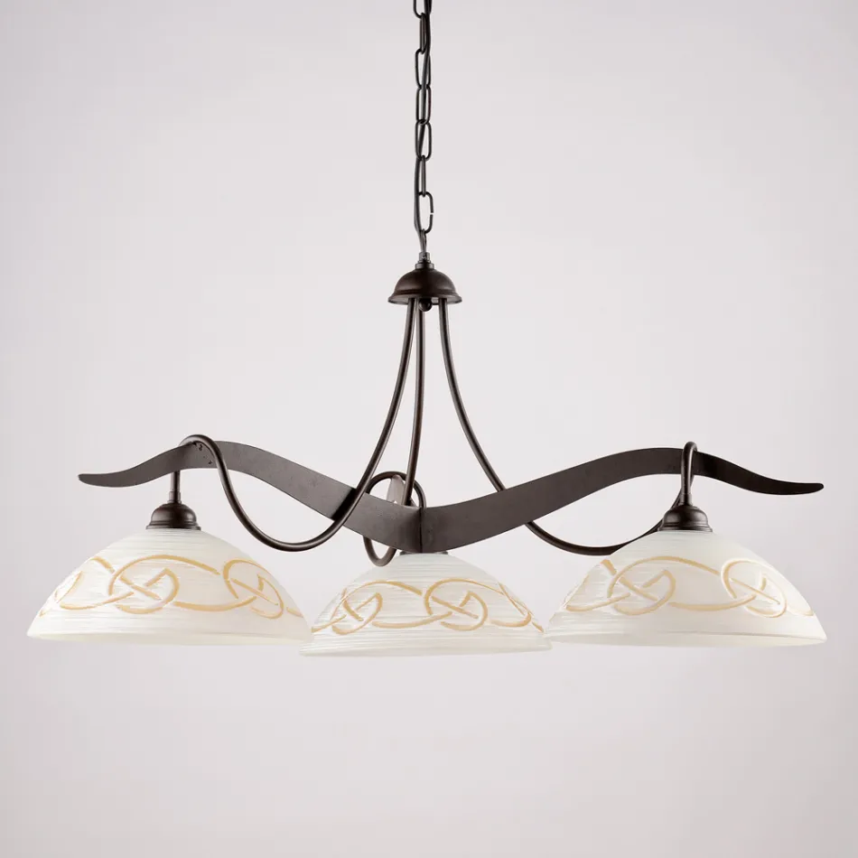 3-lyskrone i glas og metal til indendørs belysning - Musca Viadurini