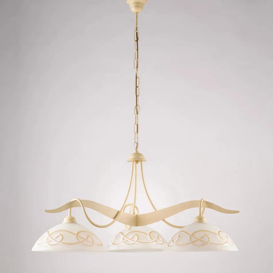 3-lyskrone i glas og metal til indendørs belysning - Musca Viadurini