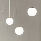 Guldmalet metal lysekrone med 3 lysdioder og valgfrit glas - bøg Viadurini