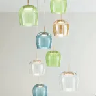 Guldmalet metal lysekrone med LED lys og farvet glas - avnbøg Viadurini