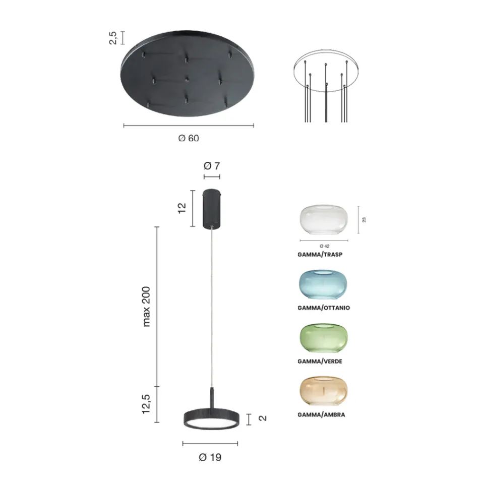 Guldmalet metal lysekrone med LED lys og farvet glas - avnbøg Viadurini