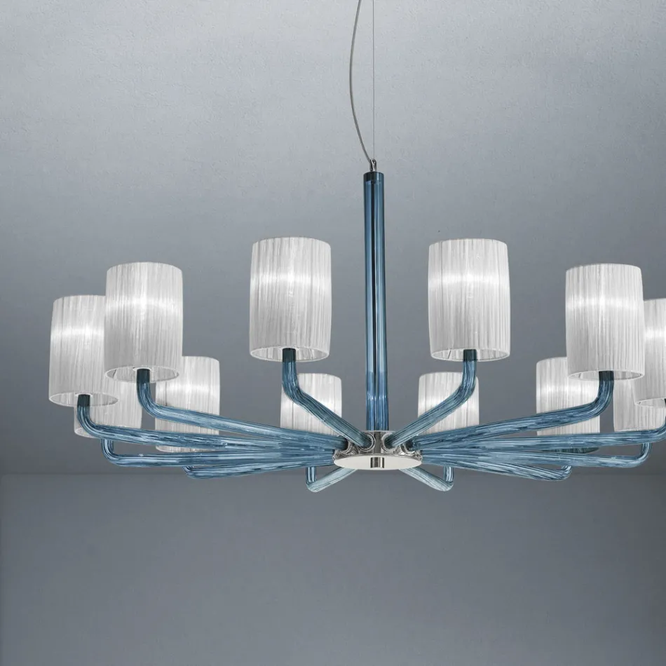 Lysekrone i Venedig glas og metal Håndlavet i Italien - Graham Viadurini