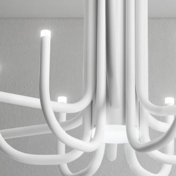 13 lys LED-lysekrone i hvid, sort eller guldmalet metal - Skorpionen