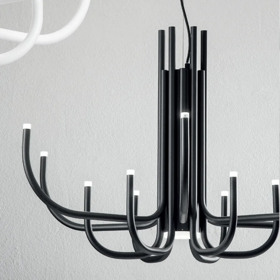 13 lys LED-lysekrone i hvid, sort eller guldmalet metal - Skorpionen Viadurini