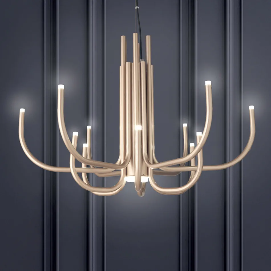 13 lys LED-lysekrone i hvid, sort eller guldmalet metal - Skorpionen Viadurini