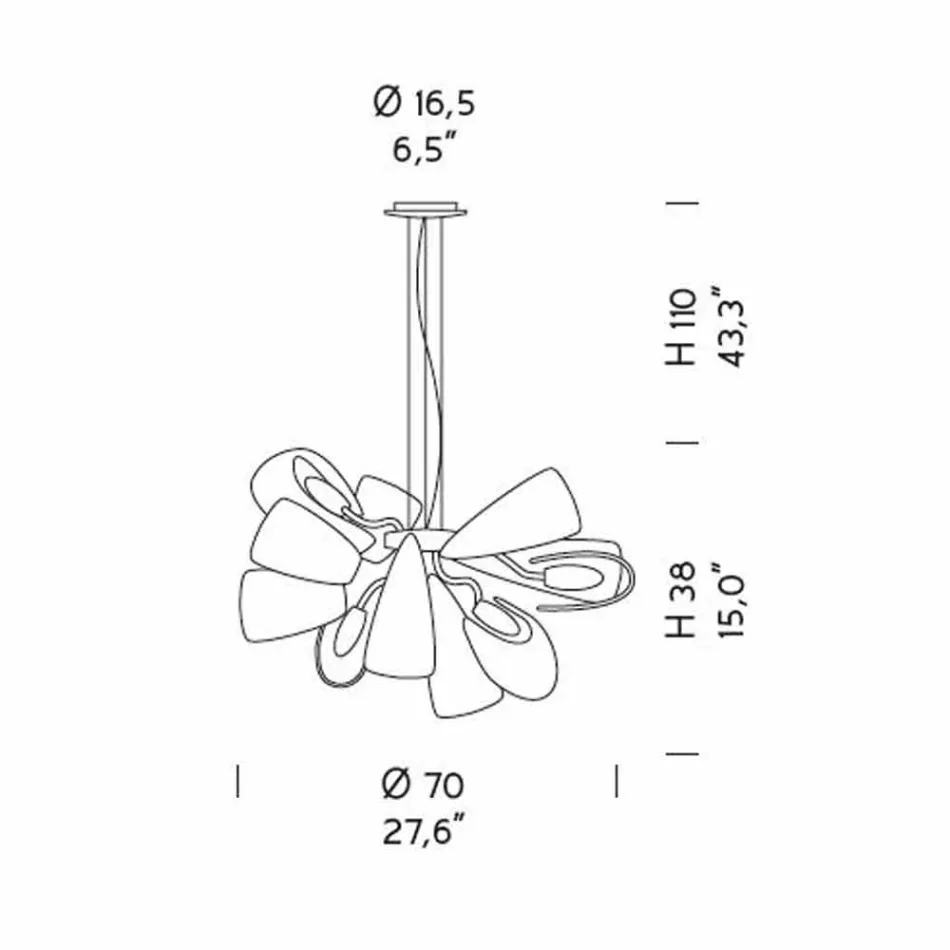 Moderne lysekrone med 12 lys i Venedig-glas, fremstillet i Italien - Diamonique Viadurini