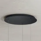 Moderne lysekrone med geometriske former i metal og kunstlæder - Cypres Viadurini